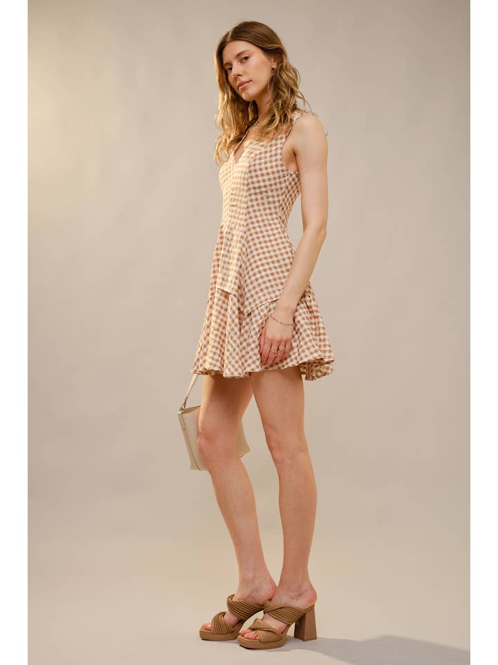 Blue B - Wholesale Dress - Women's - 47022D - Gingham Flare Mini Dress9