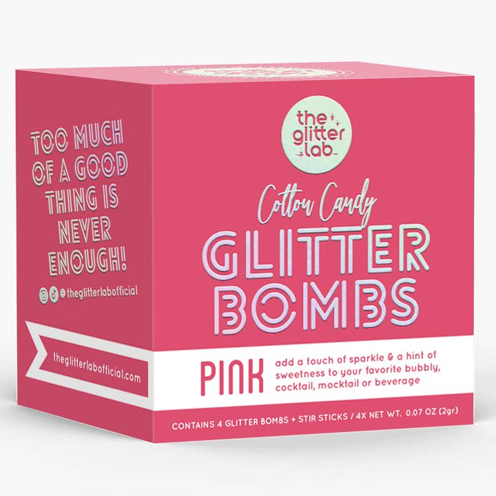 The Glitter Lab - Wholesale Cotton Candy - Drink Glitter Bombs - Pink