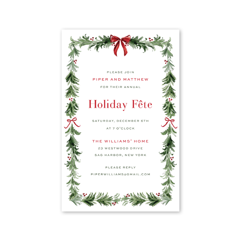 Dogwood Hill - Wholesale Invitations - Christmas Spirits Garland Bulk Invitation1