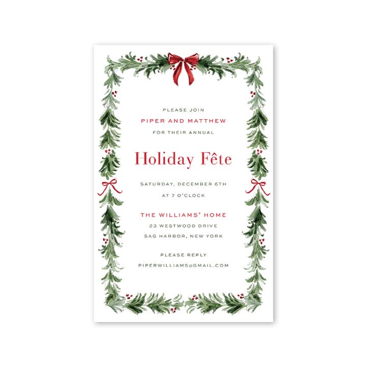 Dogwood Hill - Wholesale Invitations - Christmas Spirits Garland Bulk Invitation1