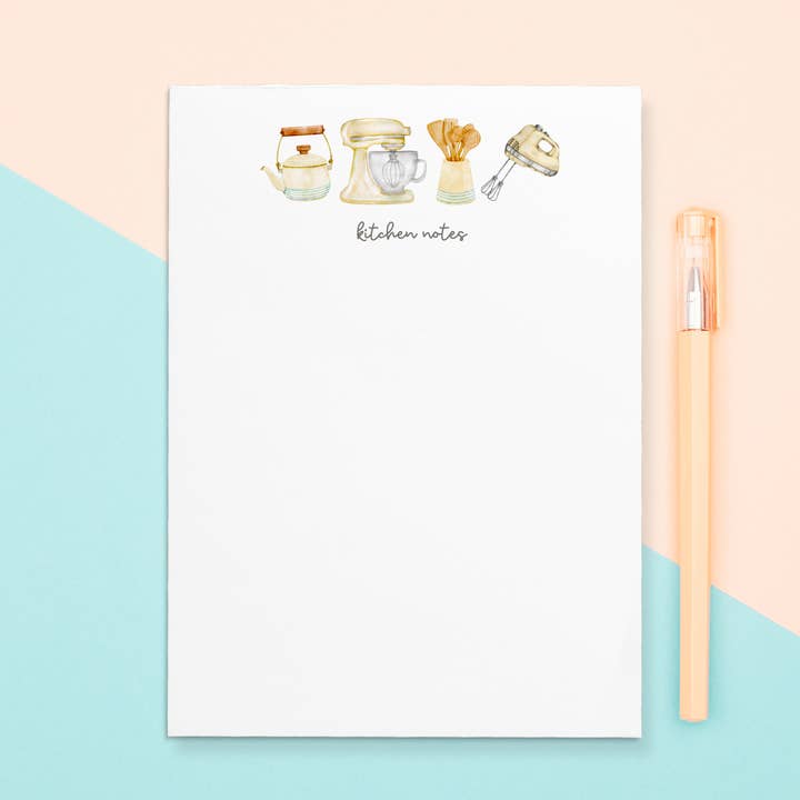 Bloc-notes neutre de cuisine aquarelle | 4,25" x 5,5" pour la vente par Paper and Clips Co.