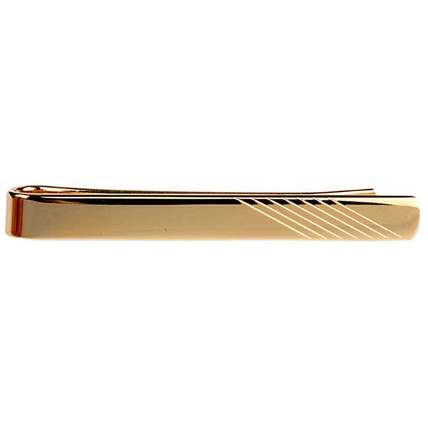 Diagonal Lines On End Gold Plated Tie Slide for wholesale by Dalaco - incorporating David Aster