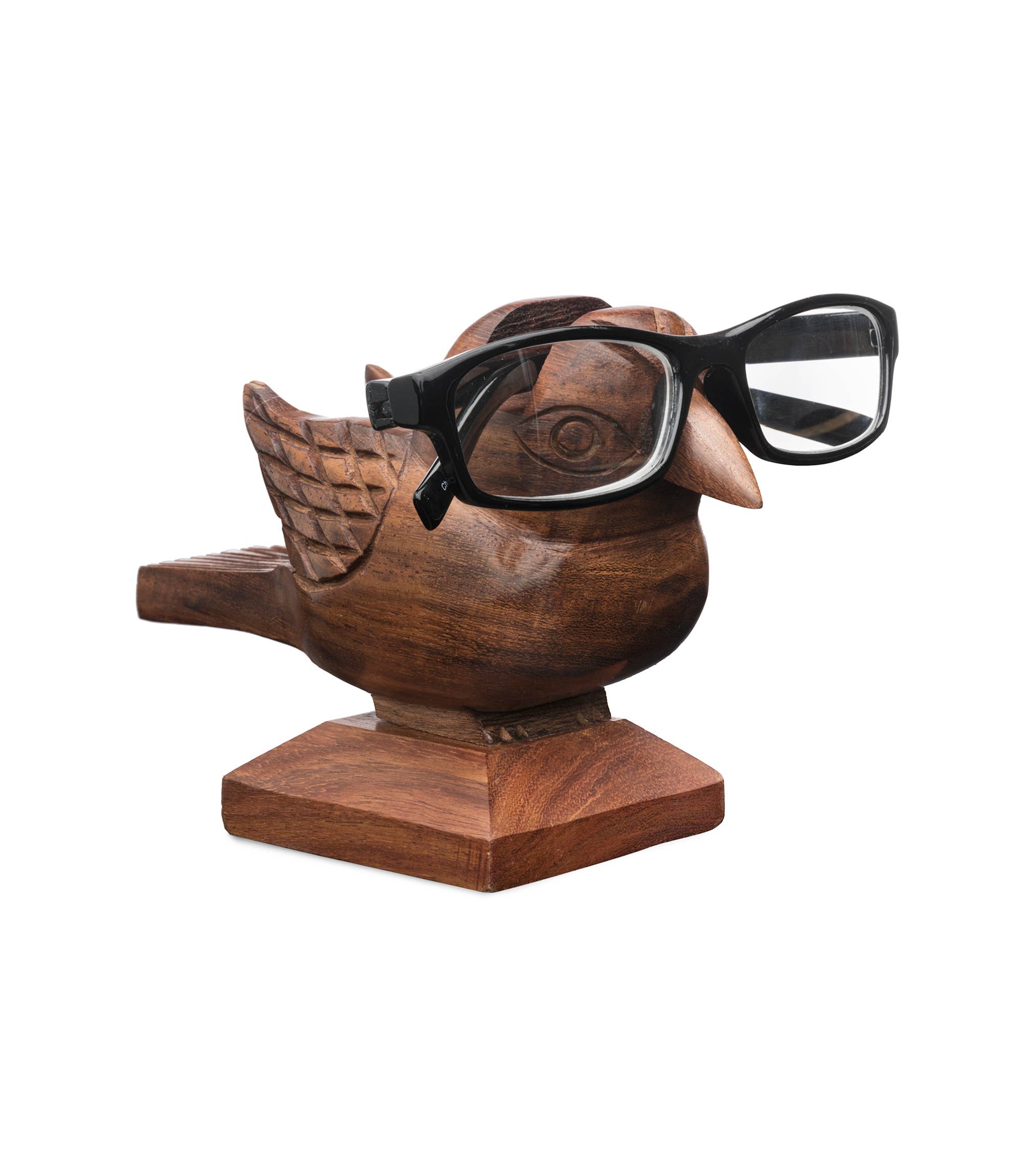 Matr Boomie Fair Trade - Wholesale Eyewear Cases & Holders - Unisex - Sparrow Eyeglass Holder Stand - Handcrafted Indian Rosewood1