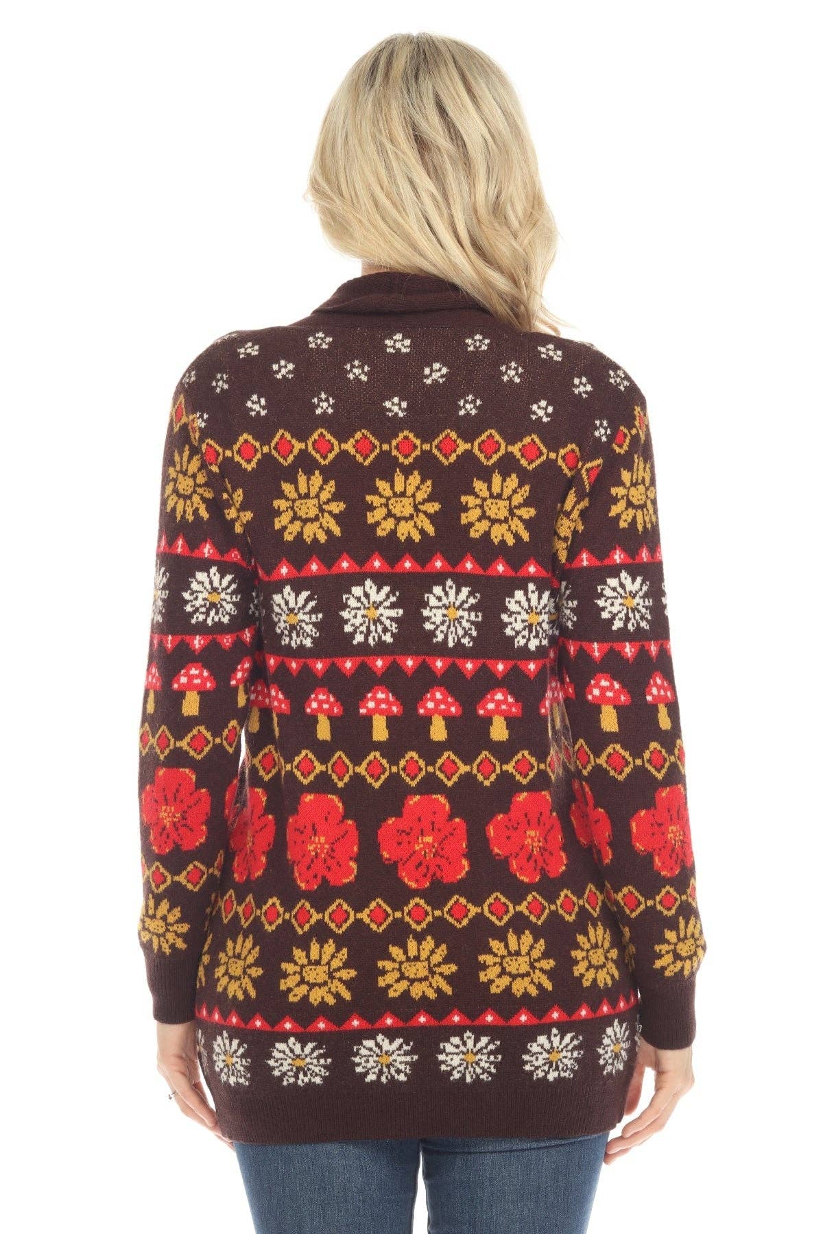 Lakhays Collection Inc. - Wholesale Cardigan - Women's - Fair Isle Mushroom Cardigan3
