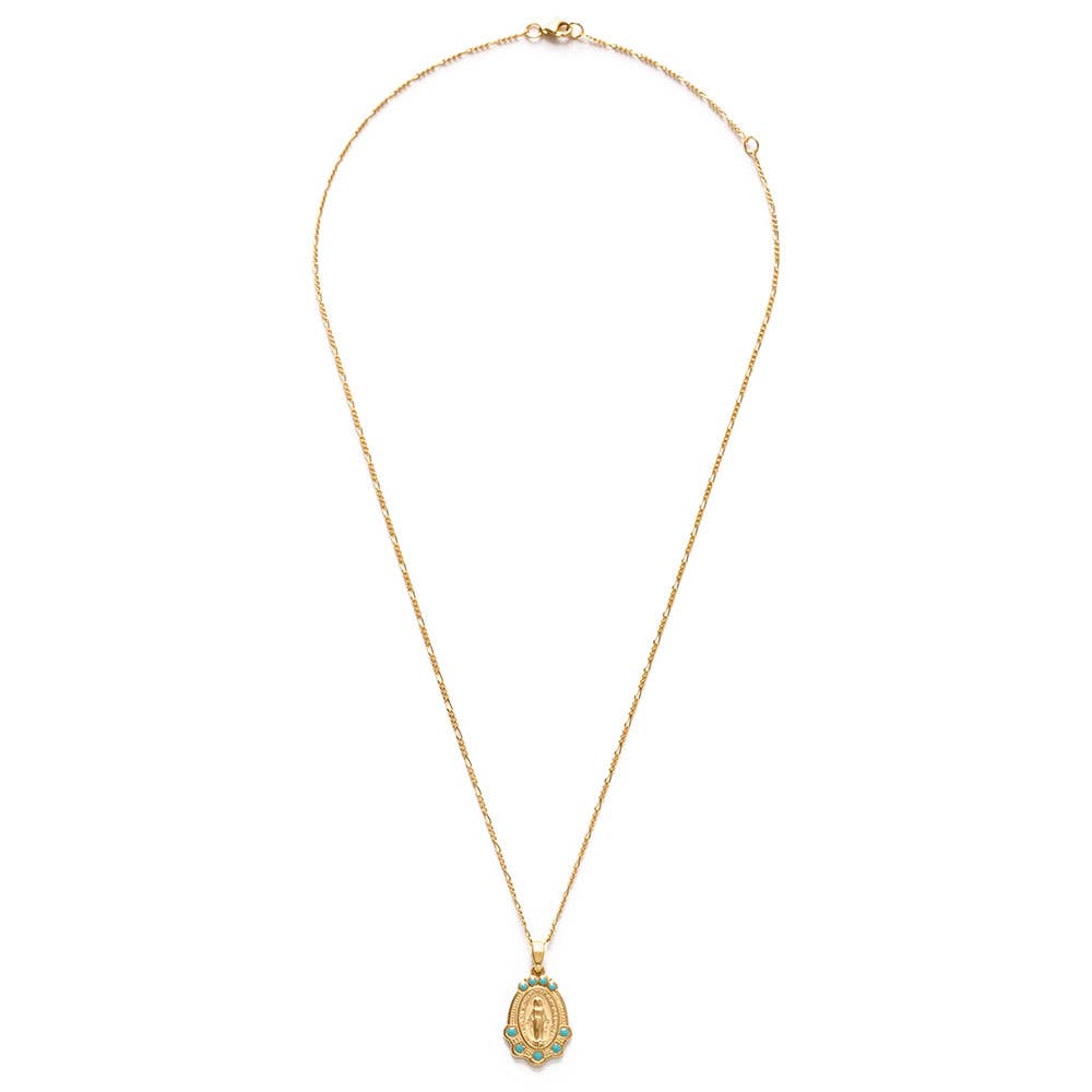 Amano Studio - Wholesale Pendant/Charm Necklace - Mary Medallion - Turquoise1