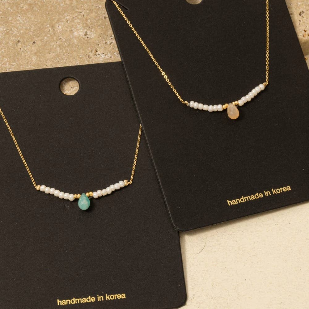 Anarchy Street – wholesale Pendant/charm necklace – Teardrop Stone Beaded Bar Charm Necklace3