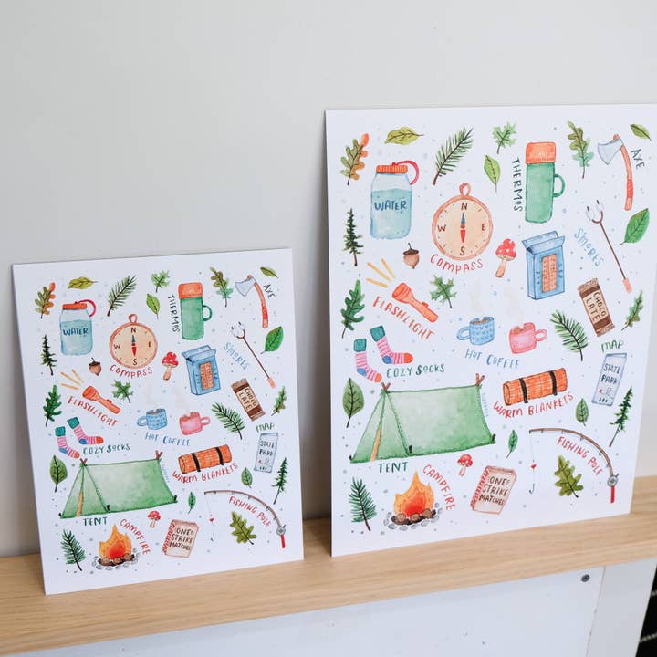 Echo Foxx - Wholesale Art Print - Camping Essentials Watercolor Art Print5
