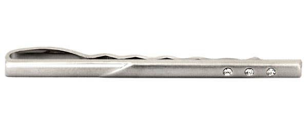 Dalaco - incorporating David Aster - Wholesale Lapel Pin/Button - Brushed & Shiny 3 Crystals Rhodium Tie Slide0