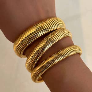Bulk Bronze Gold Wire Cuff Bangle Bracelet for Dangle Charms Pack of 10