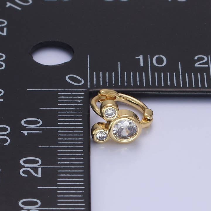 Aim Eternal - Wholesale Huggie Earrings - 14K Gold Filled Clear CZ Triple Mouse Animal Huggie Earrings | AB12602