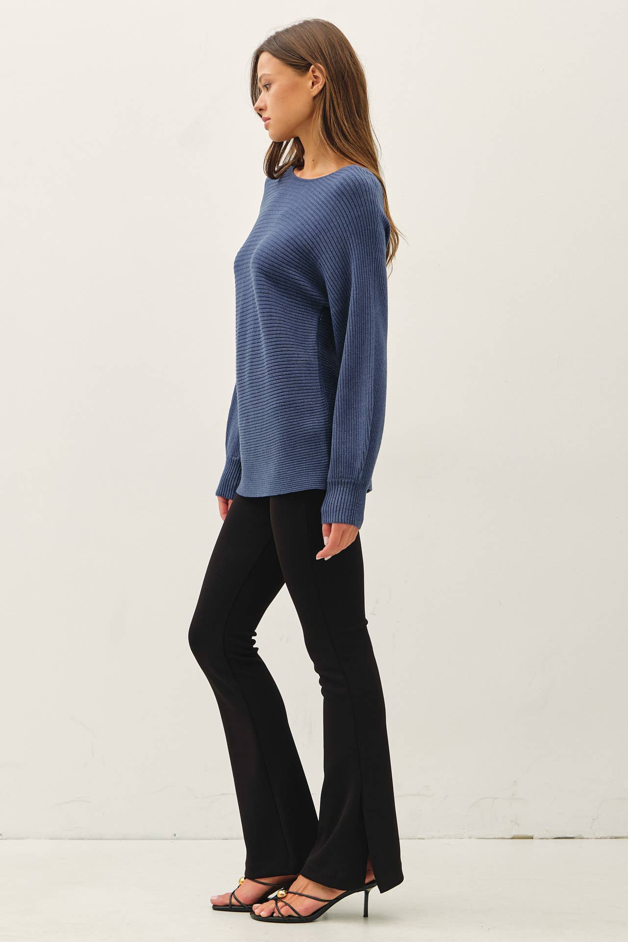 Be Cool - Wholesale Knit Sweater - Women's - HORIZONTAL RIBBED LONG SWEATER11
