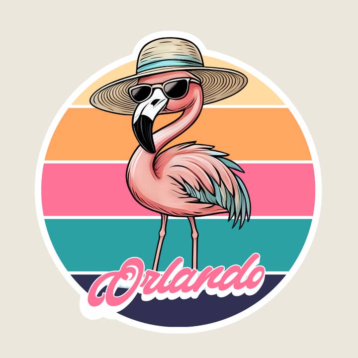 Tropical Flamingo Custom Souvenir Sticker (B1001) for wholesale by Shoreline Summit