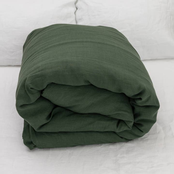 Linen Spells - Wholesale Duvet Cover - Forest Green Washed Linen Duvet Cover4