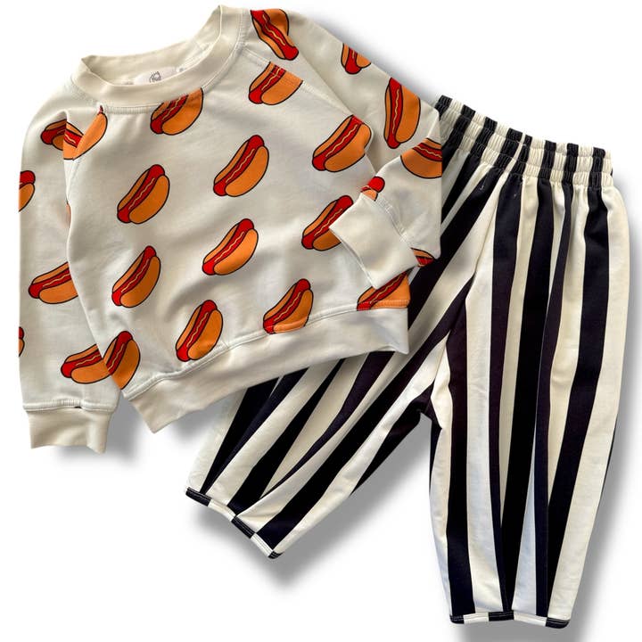 Kids Printed Sweatshirt - Hot Dog! Pullover Sweatshirt for wholesale by Best Day Ever Kids