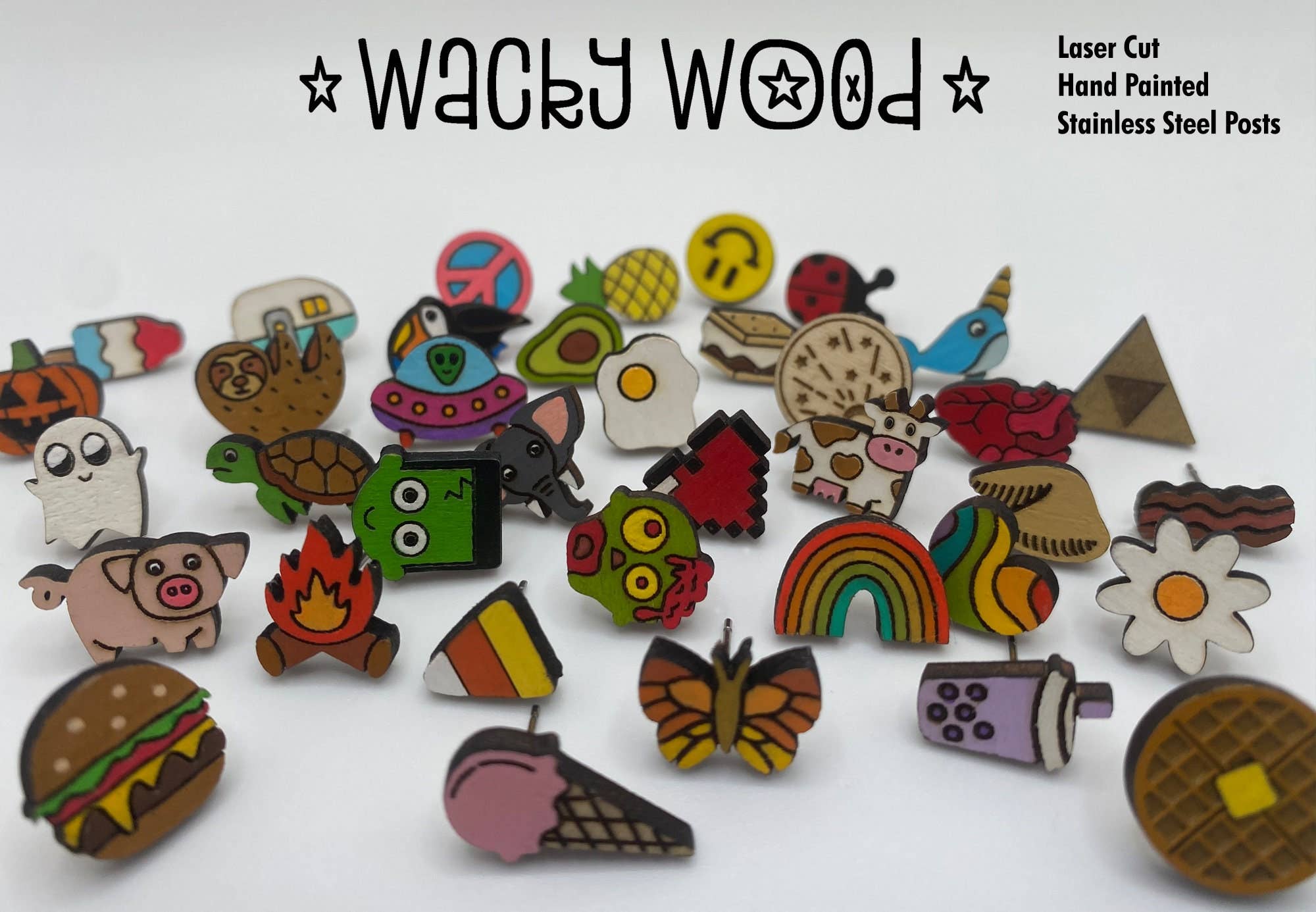 Wacky Wood – Großhandel Ohrstecker – Hühnerohrringe, Tierohrringe2