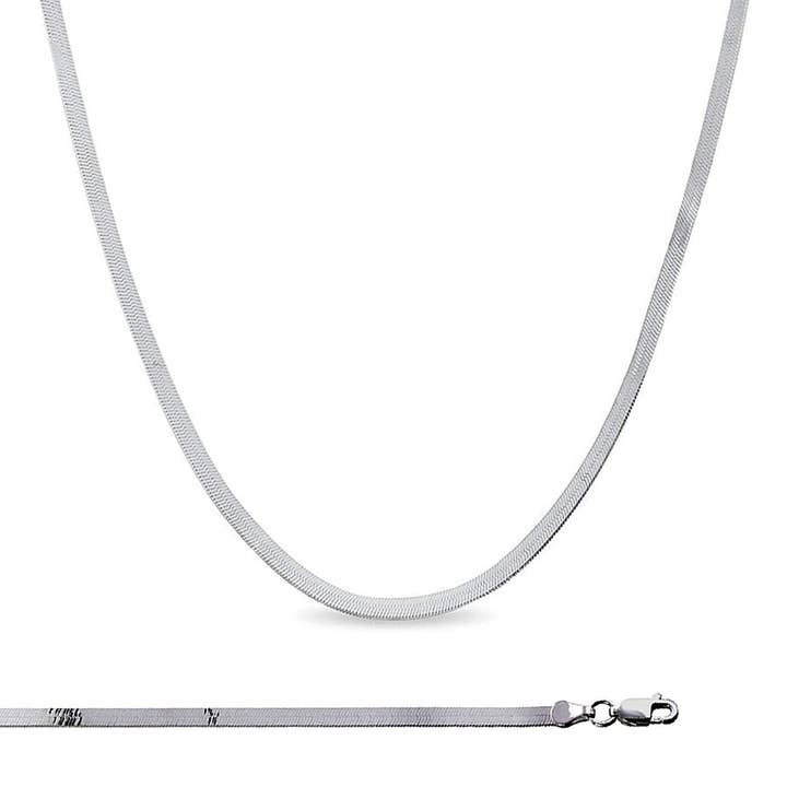 Delicate Silver Herringbone Chain 3.5mm Flat Herringbone Chain Necklace 16, 18, 20.5 Inches with 2" chain extender Gift for Her Everyday Necklace | CN-894 CN-914 CN-919 Clearance Pricing for wholesale by Aim Eternal