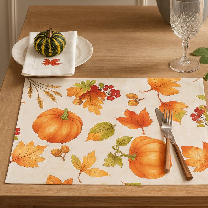 Fennco Styles - Wholesale Placemat - Fall Pumpkin 13x19 Placemat0