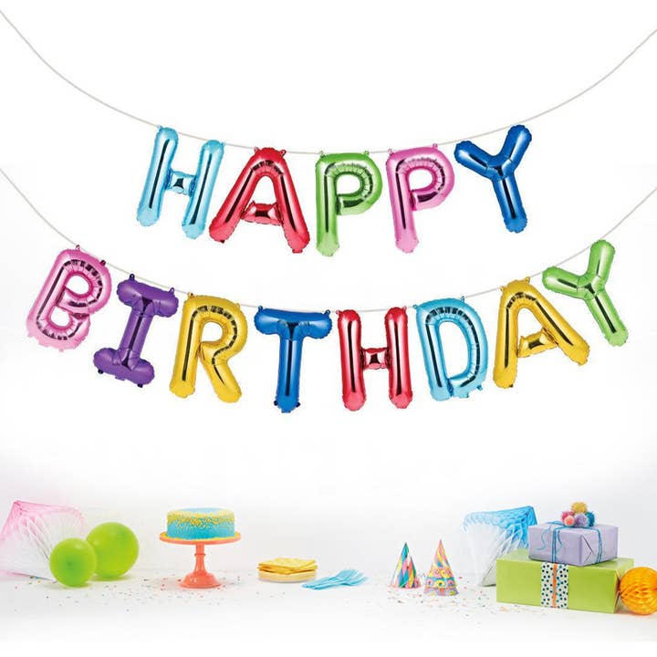 My Wholesale Warehouse - Vendita all'ingrosso A palloncino - Palloncino gonfiabile di buon compleanno con corda e cannuccia