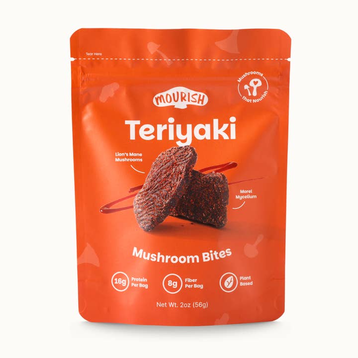 Teriyaki Mushroom Bites for wholesale by Mourish - Mindful Mushroom Jerky