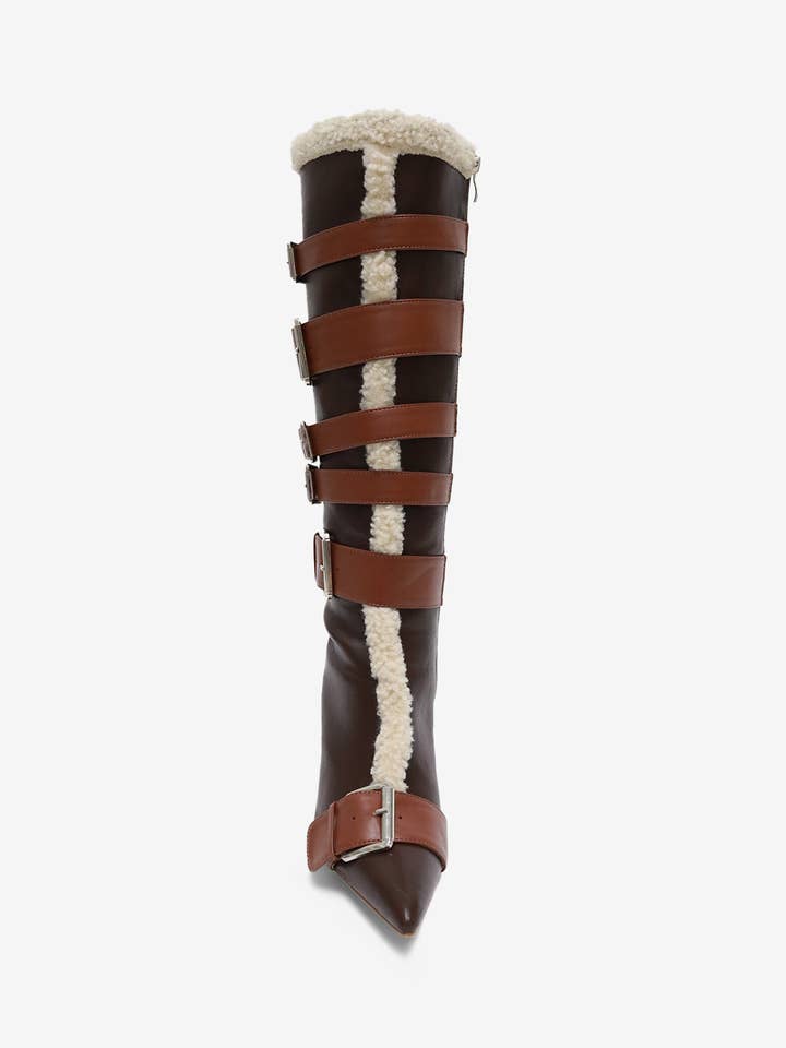 Lemonade Shoes - Wholesale Laarzen - Dames - INGRID- Kniehoge Laars, Zijgesp Buckledetail, Puntige Neus9