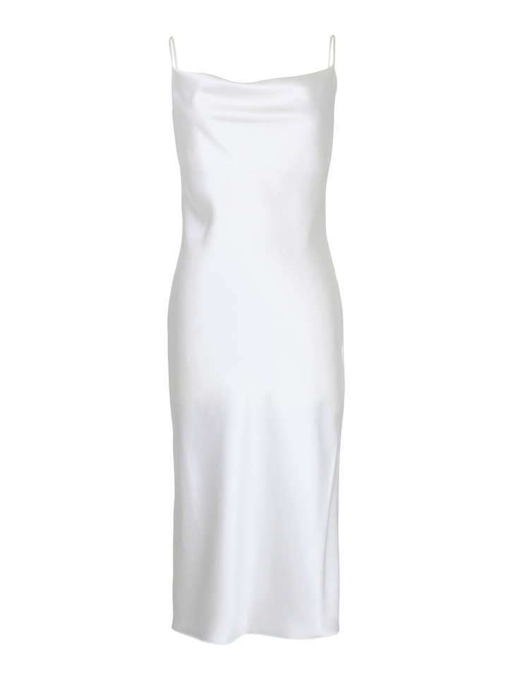 Jacoba Jane - Wholesale Dress - Women's - Mandy Silk Satin Cowl Neck Slip Dress | White