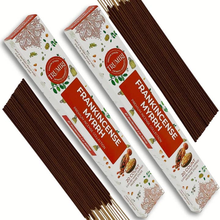 Frankincense Myrrh Sticks Pack of 2, Total 40 Incense Sticks for wholesale by TRUMIRI Incense Candles & Aromatherapy