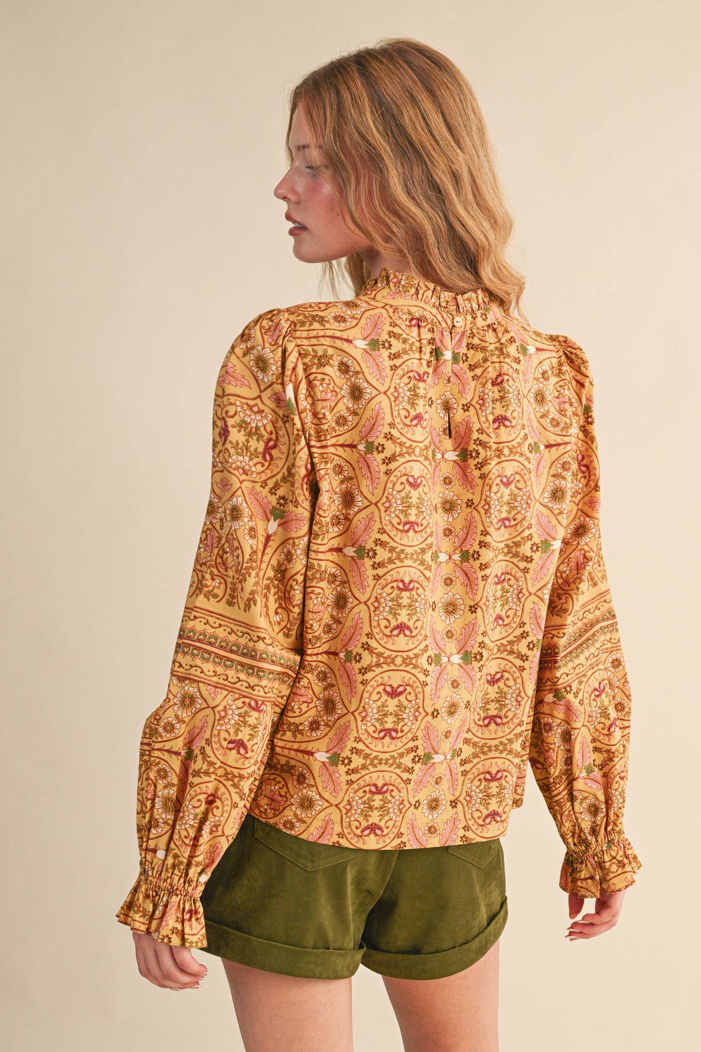 &MERCI - Wholesale Blouse - Women's - EXCLUSIVE FLORAL PRINT TOP WITH FLORAL TRIM MTP452814