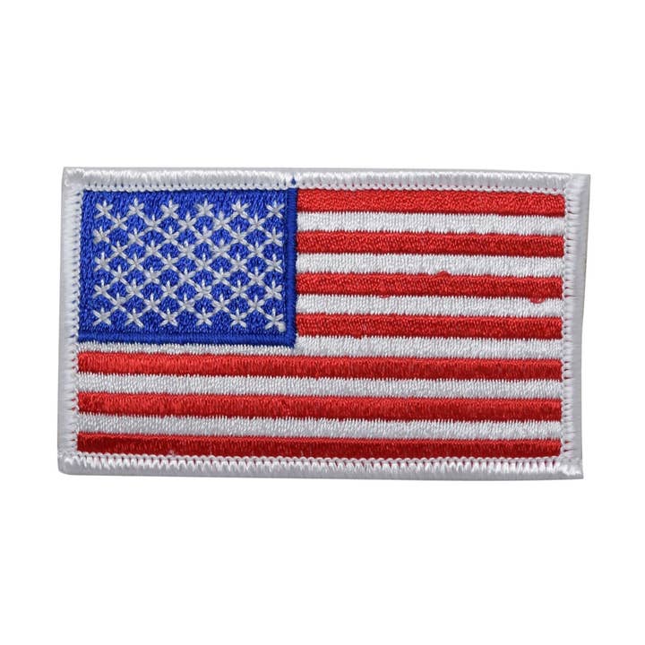 Wholesale Applique - Wholesale Patch - American Flag - White Border - Iron on Patch0