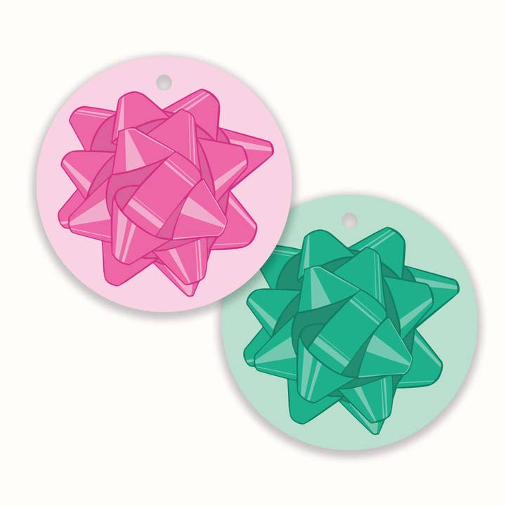 Etichette regalo con fiocchi natalizi | Set di 10 per la vendita all'ingrosso da parte di No Yeah For Sure