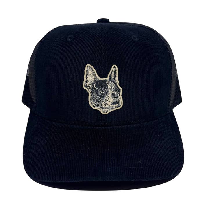Boston Terrier Dog Trucker hat pick your hat color for wholesale by Wild Slice Designs