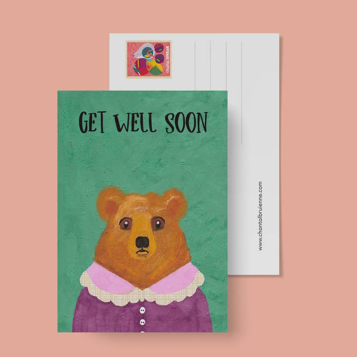 Postkort | Kom godt snart kort | Sød bjørn for engroshandel hos Chantal Bruienne