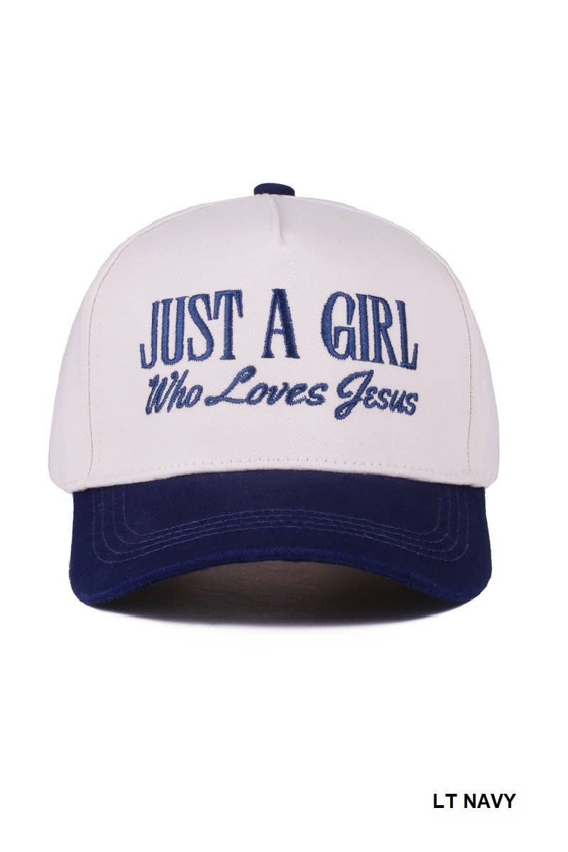42POPS - Wholesale Baseball Cap - Women's - `.0724 Just A Girl Who Loves Jesus Two Tone Canvas Cotton Cap SI-2813