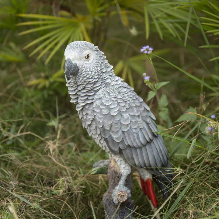 Grey Gabon Parrot On Stump for wholesale by Hi-Line Gift Ltd.