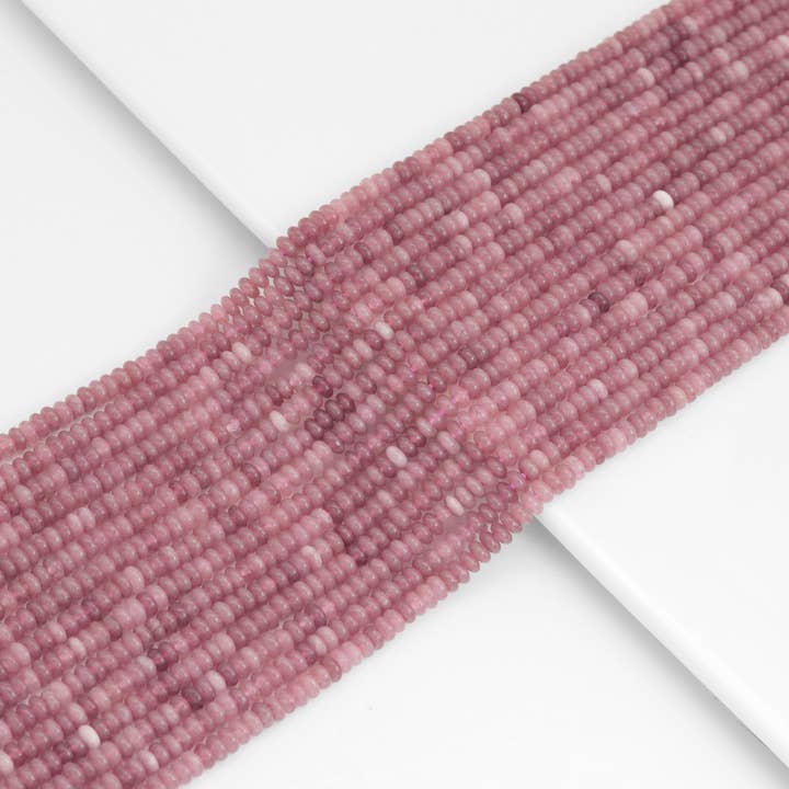 BestBeads&Beyond - Wholesale Beads - 2x4mm Rondelle Smooth Strawberry Quartz Beads, Sku#U1957