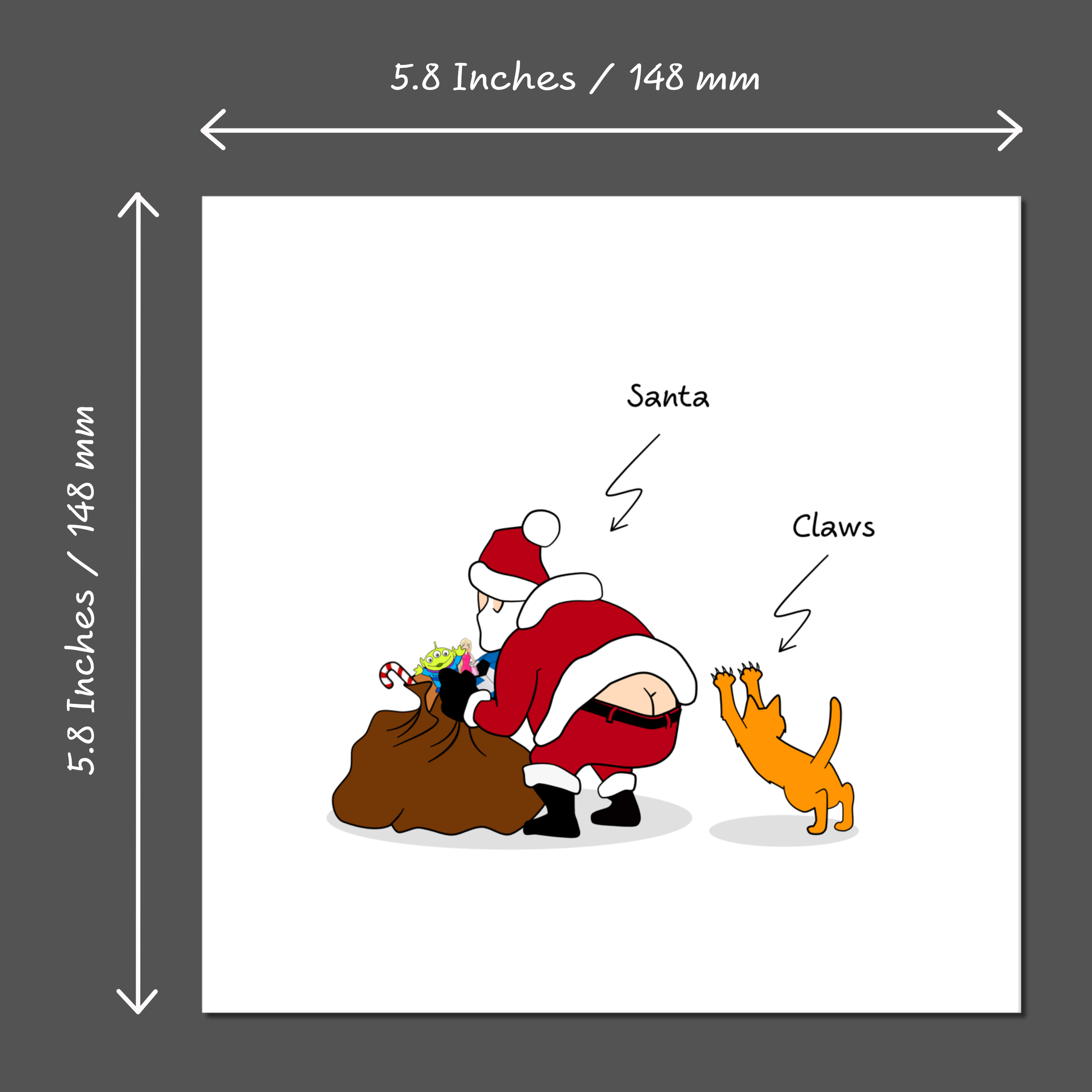 Swizzoo Cards – Großhandel Weihnachtskarte – Lustige Weihnachtskarte für Katzen, Weihnachtsmann-Krallen, Sack mit Spielzeug, frech, niedlich, humorvoll, Zeichentrickfilm, Vater, Vater, Sohn, Tochter4