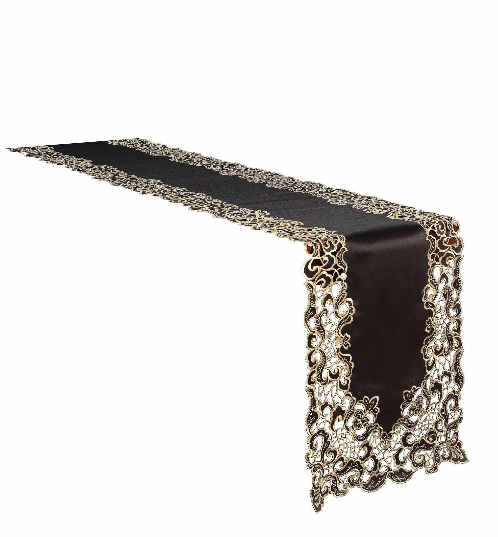 Decozen - Wholesale Tablecloth - Black Gold Table Linen Polyester Fabric3