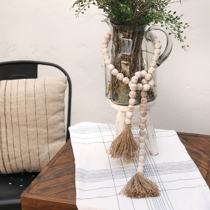 Clay Bead Garland With Twine Tassel -MEDIUM for wholesale by The Welcome Sign