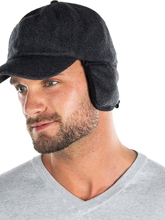 Uld Earflap Trapper Hat - Charcoal for engroshandel hos Funky Junque