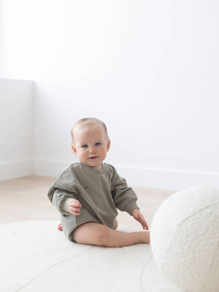 Mila & Co. - Wholesale Bodysuit (Non-Footed) - Baby - Sweatshirt Bubble Romper | Basil6