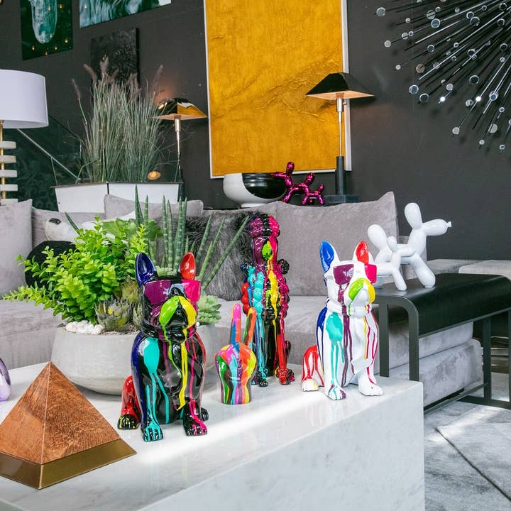 Interior Illusions Plus – Escultura por atacado – Escultura Expressionista Pintada em Bulldog c/ óculos - 14" altura12