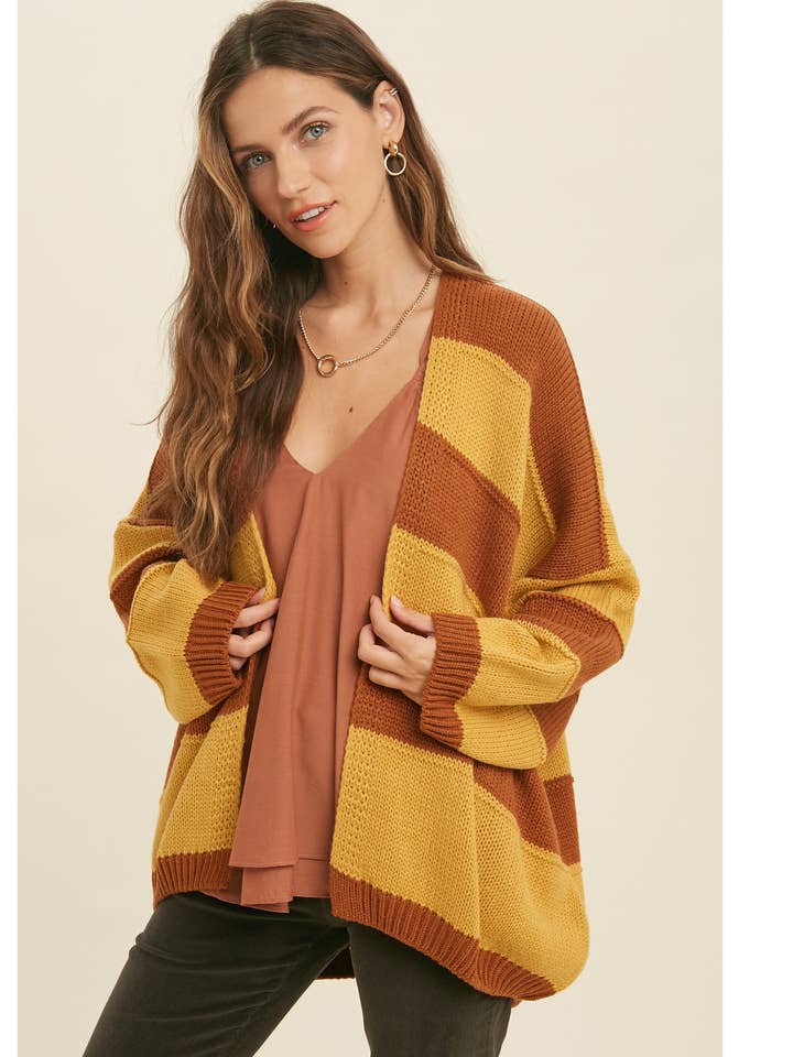 STRIPED OPEN CARDIGAN / WL21-5726 for wholesale by Wishlist Apparel