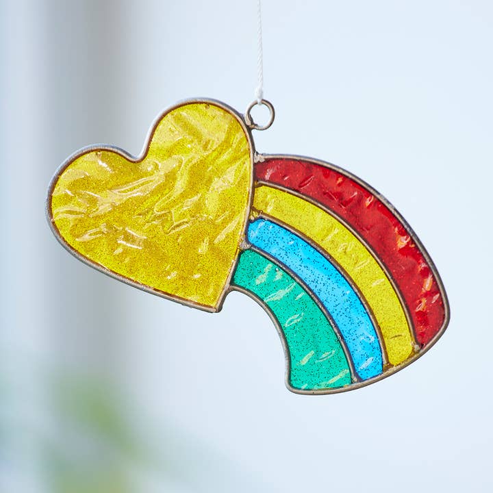 Namaste - Venta al por mayor Atrapasoles - Atrapasol de Corazón Arcoíris con Purpurina0