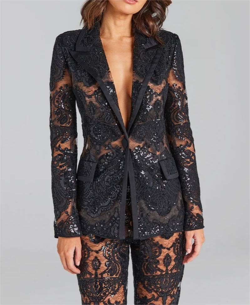 Productseeker – Engroshandel Habitter – til kvinder – SET050 Glam Sequin Lace Suit: Forretning møder stil8