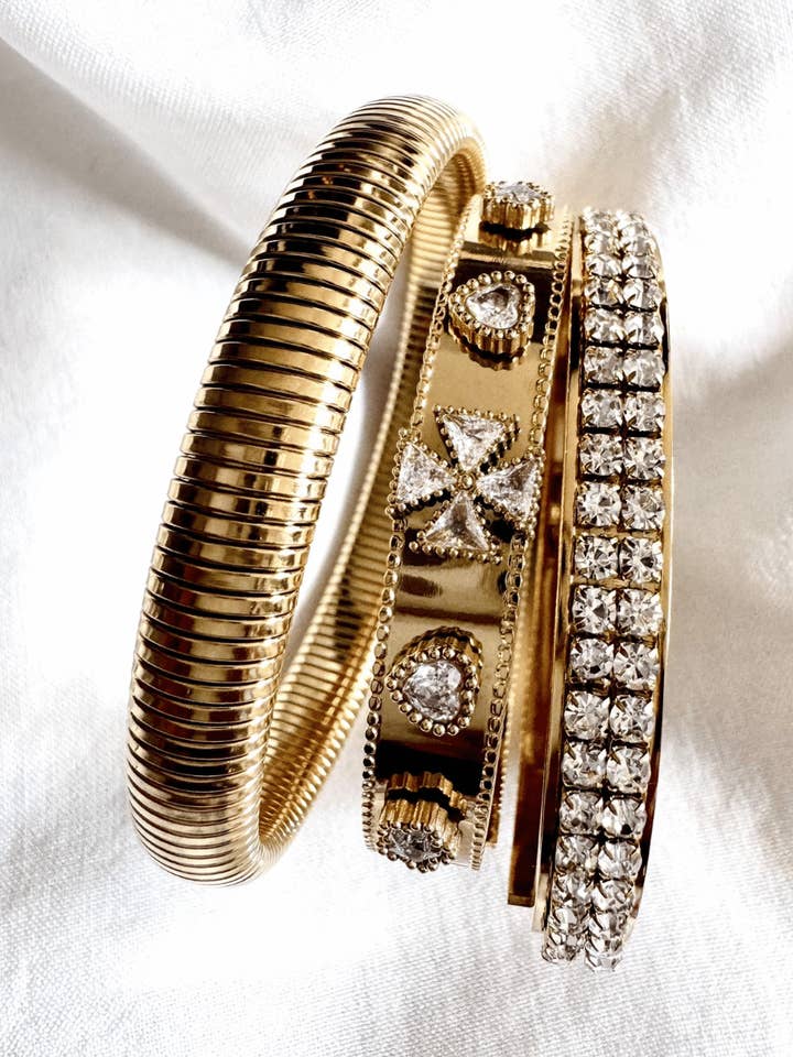 Golden Adjustable Stackable Bracelet-W for wholesale by Swaary