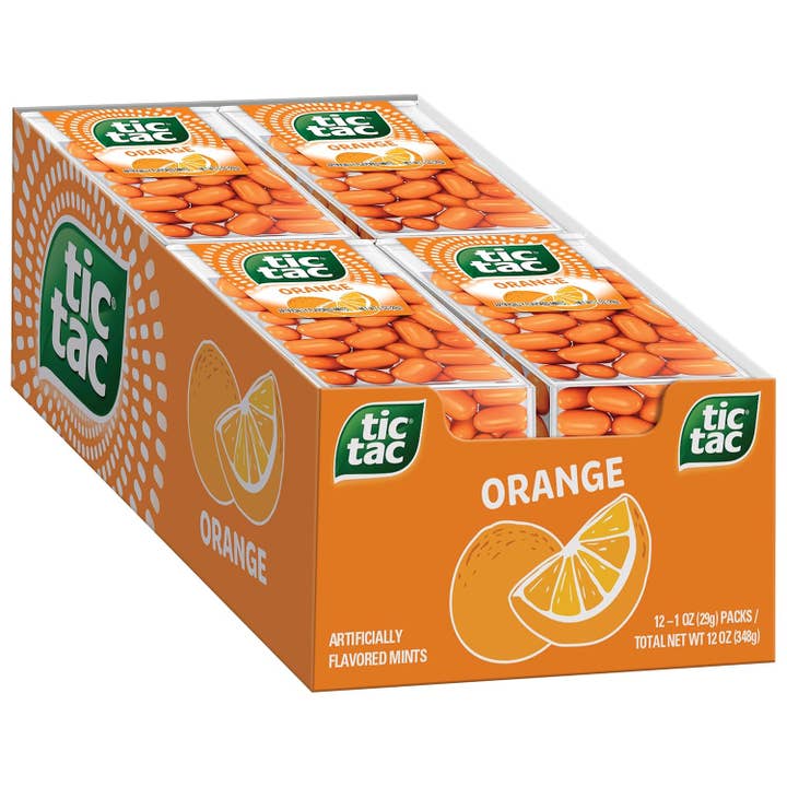 Horizon Top Market - Wholesale Hard Candy - Tic Tac Orange Flavored Mints, 12 Count, 1.7 oz Each