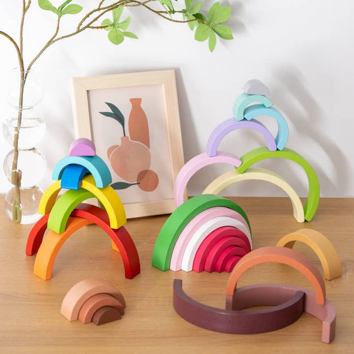 Little Chic Boutique - Venta al por mayor Juegos de construcción - Niños - Bloques de Construcción de Madera en Forma de Arco Iris Juguetes al por Mayor Accesorios para Niños V3823120800002