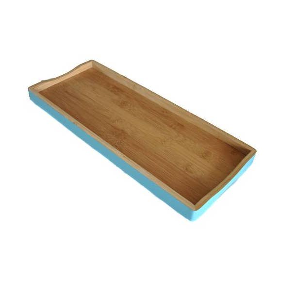 Rataplan Design rectangular bamboo tray turquoise for wholesale by Rataplan Design