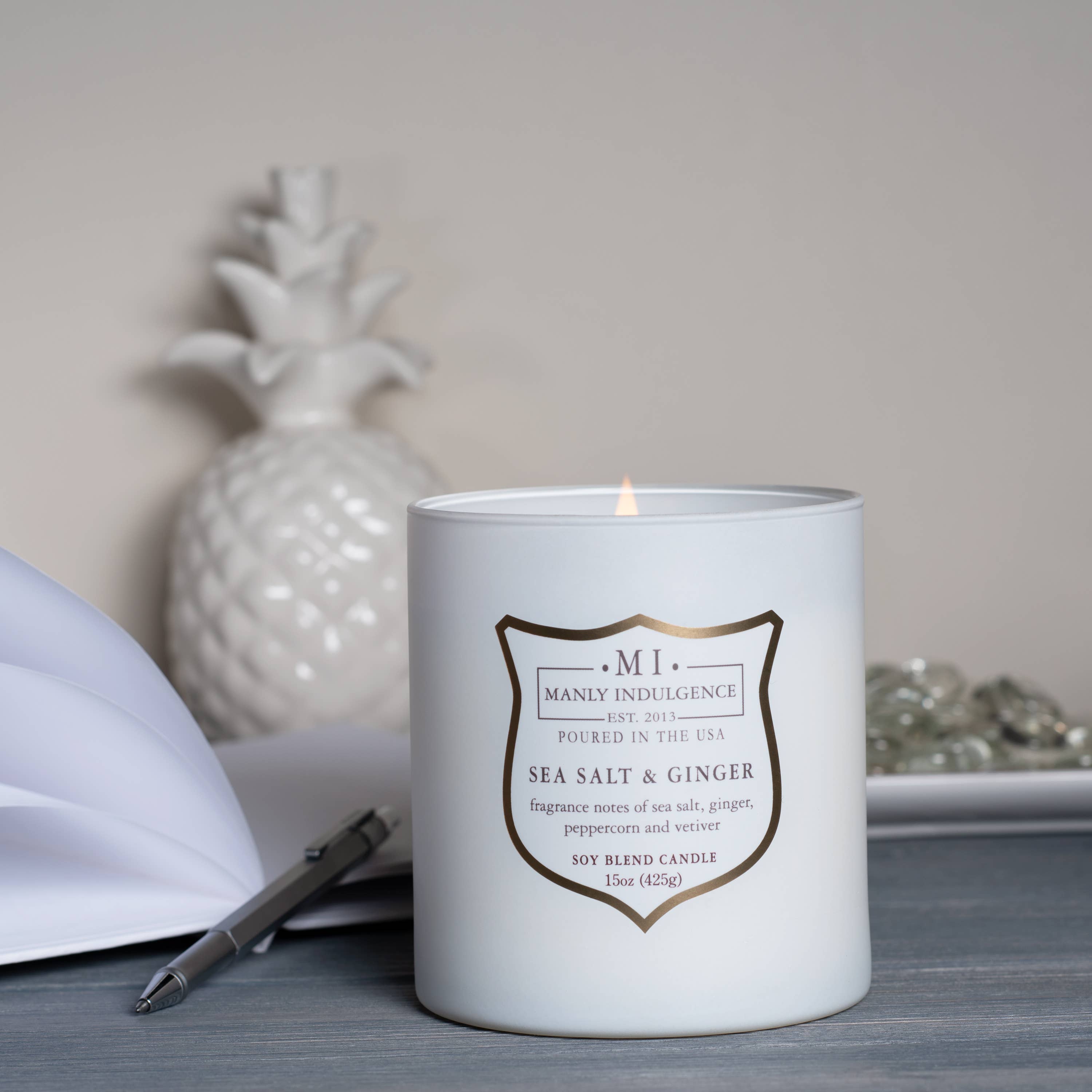 MVP Group International INC - Wholesale Jar/Filled Candle - SeaSalt & Ginger Wooden Wick Scented Candle, Soy Blend, 15oz2