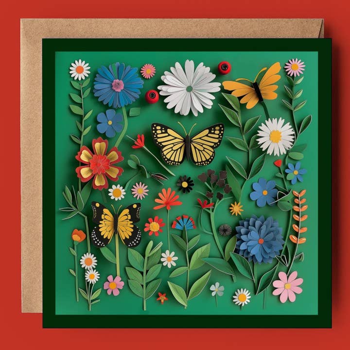 Flowers and Butterflies 2D Printed Card for wholesale by Good Post Day