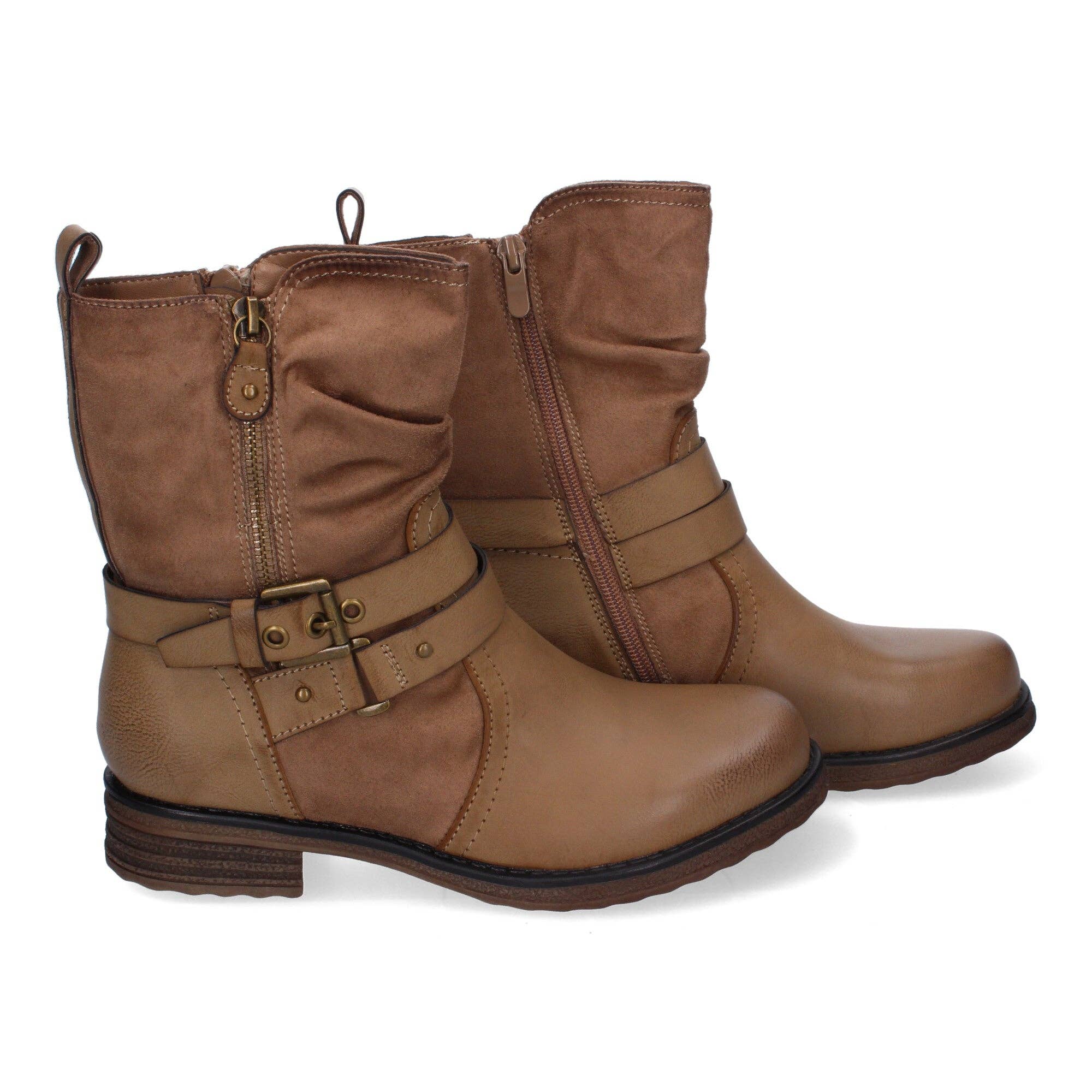 Brideluxe Mayorista - Wholesale Boots - Women's - Elegant Women's Boots with Buckles, Decorative Straps, and Side Zipper4